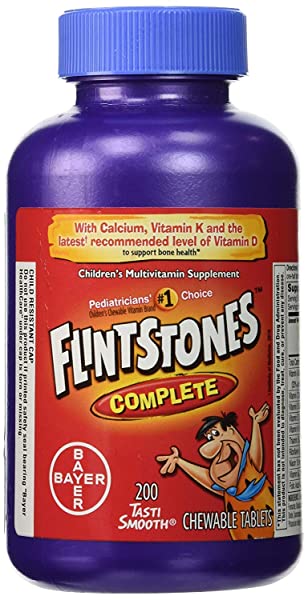 Flintstones Complete Childrens Multivitamin – 200 Chewable Tablets 